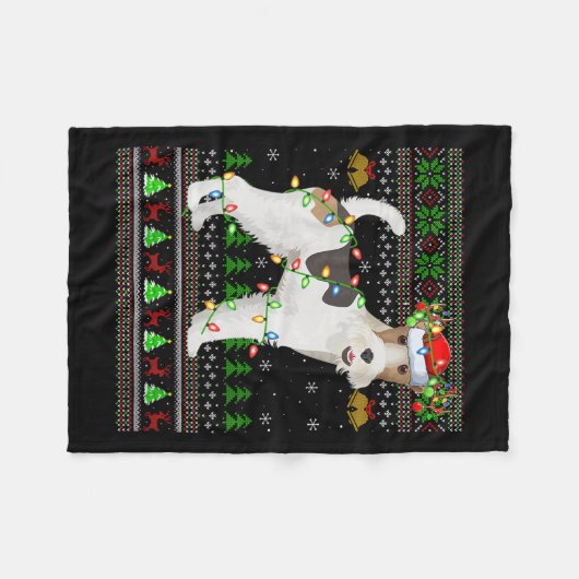 Womens Fox Terrier Dog Ugly Christmas Sweaters Hol Fleecedecke (Vorderseite (Horizontal))