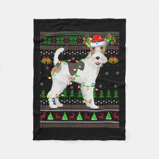 Womens Fox Terrier Dog Ugly Christmas Sweaters Hol Fleecedecke (Vorderseite)
