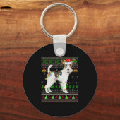 Womens Fox Terrier Dog Ugly Christmas Sweaters Hol Schlüsselanhänger (Vorderseite)