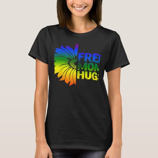 Womens Free Mom Hugs LGBT Sunflower Gay Lesbian Mo T-Shirt (Vorderseite)