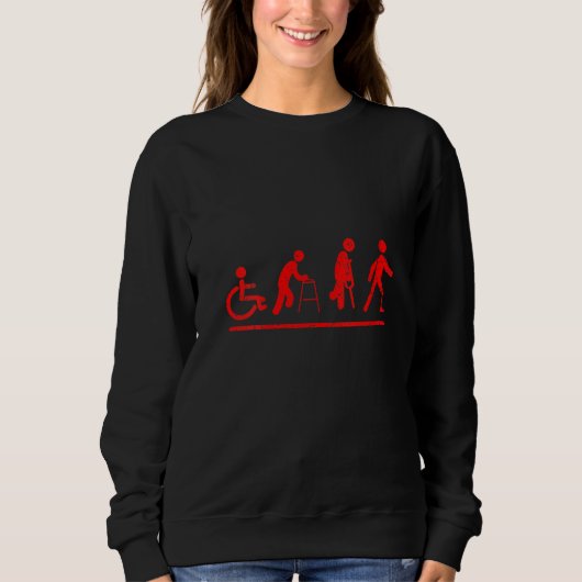 Womens Funny Amputee Prothetische Evolution Niedli Sweatshirt (Vorderseite)