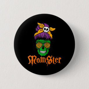 Womens Funny Beängstigend Momster Mama Monster Sku Button