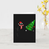 Womens Funny Black Cat Gift Pushing Christmas Tree Karte (Gelbe Blume)