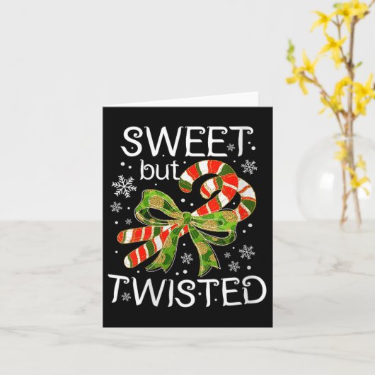 Womens Funny Candy Cane Sweet But Twisted Christma Karte (Gelbe Blume)