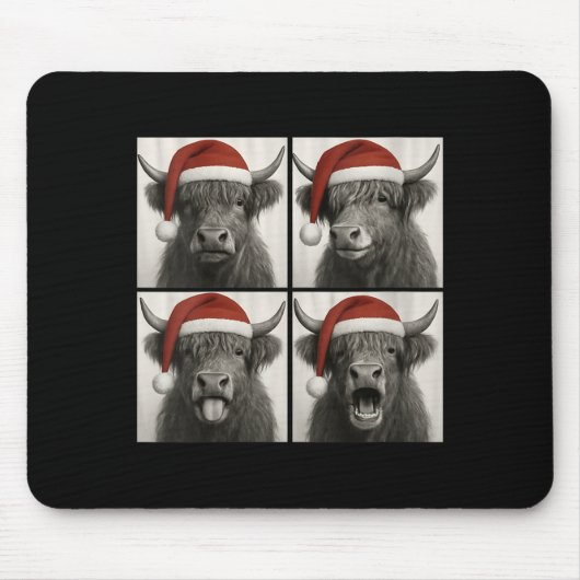 Womens Funny Christmas Highland Cow Santa Photo Bo Mousepad (Vorne)