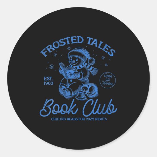 Womens Funny Christmas Snowman Frosted Tales Book  Runder Aufkleber (Vorderseite)