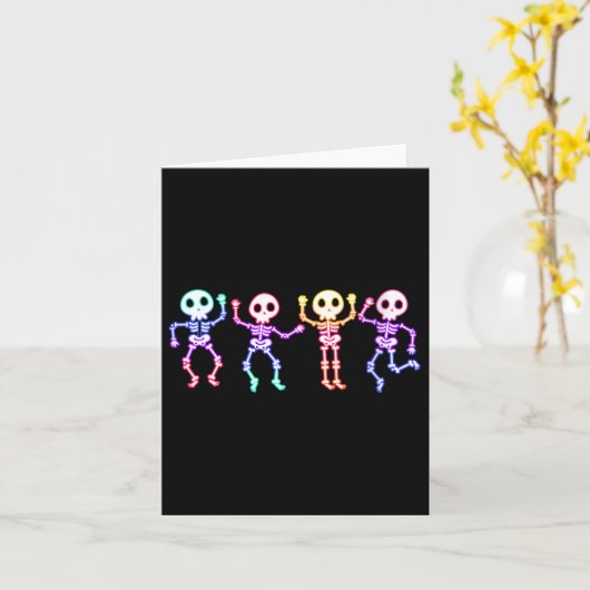 Womens Funny Dancing Skeletons Ghost Glow In The H Karte (Gelbe Blume)