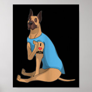 Womens Funny Dog Great Dane I Liebe Mama Tattoo Ge Poster