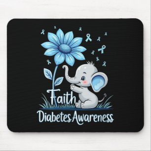 Womens Funny Faith Elephant Sunflower Ribbon Diabe Mousepad