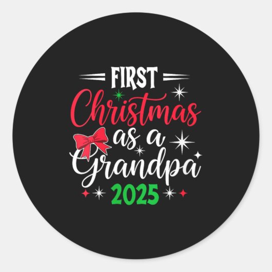 Womens Funny First Christmas As Grandpa 2025 Match Runder Aufkleber (Vorderseite)