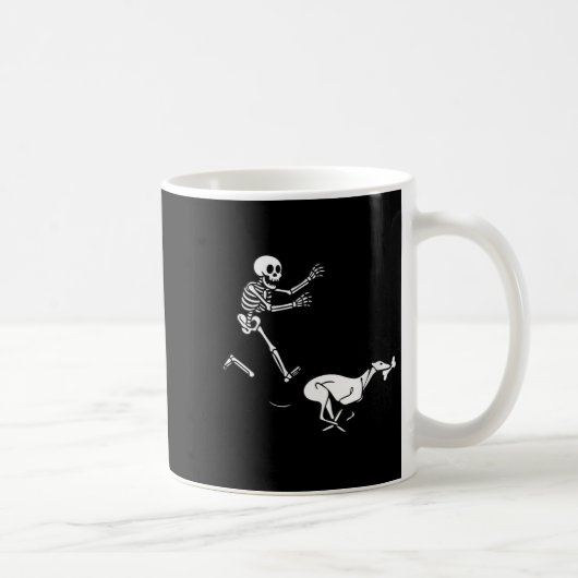 Womens Funny Ghound Running Skeleton Halloween V-n Kaffeetasse (Rechts)