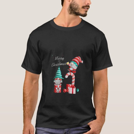 Womens Funny Gnome Christmas V Neck T-Shirt (Vorderseite)