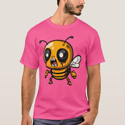Womens Funny Halloween Honey Bee Zombie Comic VNec T-Shirt (Vorderseite)