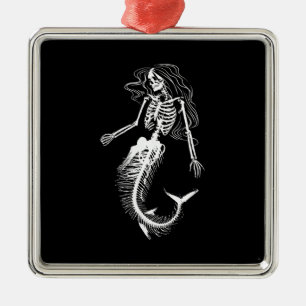 Womens Funny Halloween Meerjungfrau Skeleton Gesch Ornament Aus Metall