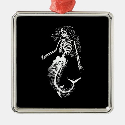 Womens Funny Halloween Meerjungfrau Skeleton Gesch Ornament Aus Metall (Vorne)