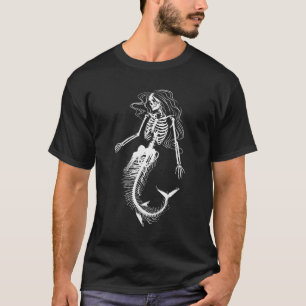 Womens Funny Halloween Meerjungfrau Skeleton Gesch T-Shirt