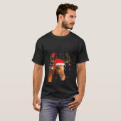 Womens Funny Horse Lover Xmas Lights Reindeer Sant T-Shirt (Vorne ganz)