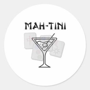 Womens Funny Mahjong Martini Schwanz Mah Jongg V-n Runder Aufkleber