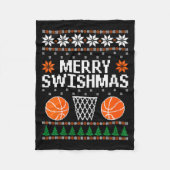 Womens Funny Merry Swishmas Xmas Basketball Ugly C Fleecedecke (Vorderseite)