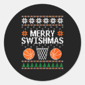 Womens Funny Merry Swishmas Xmas Basketball Ugly C Runder Aufkleber (Vorderseite)