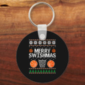 Womens Funny Merry Swishmas Xmas Basketball Ugly C Schlüsselanhänger (Vorderseite)