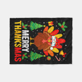Womens Funny Merry Thanksmas Happy Thanksgiving Sa Fleecedecke (Vorderseite (Horizontal))