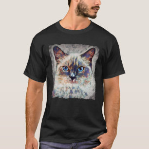 Womens Funny Niedlich Siamese Cat Mosaic Lover Ani T-Shirt
