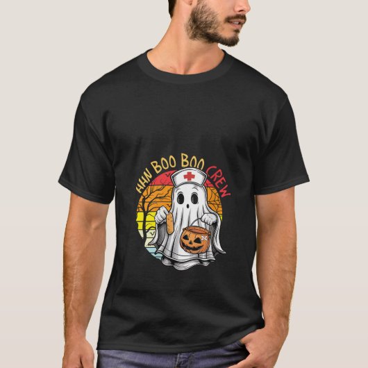 Womens Funny Nurse Ghost HN Boo Boo Crew Hallowee T-Shirt (Vorderseite)