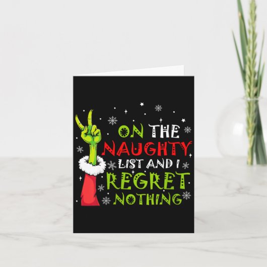 Womens Funny On The List Of Naughty And I Regret N Karte (Vorderseite)