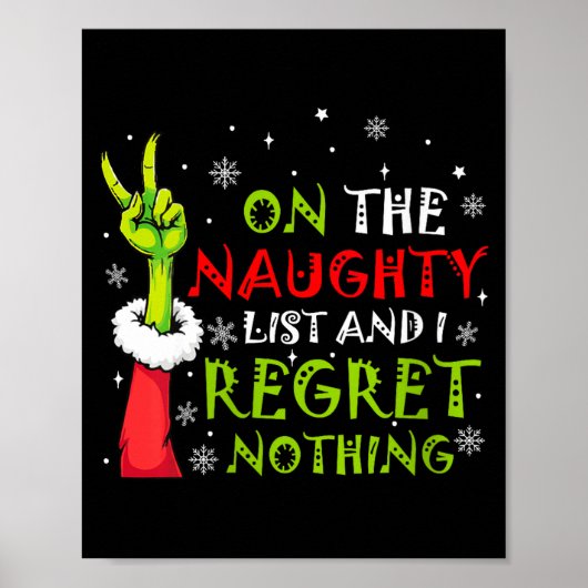Womens Funny On The List Of Naughty And I Regret N Poster (Vorne)