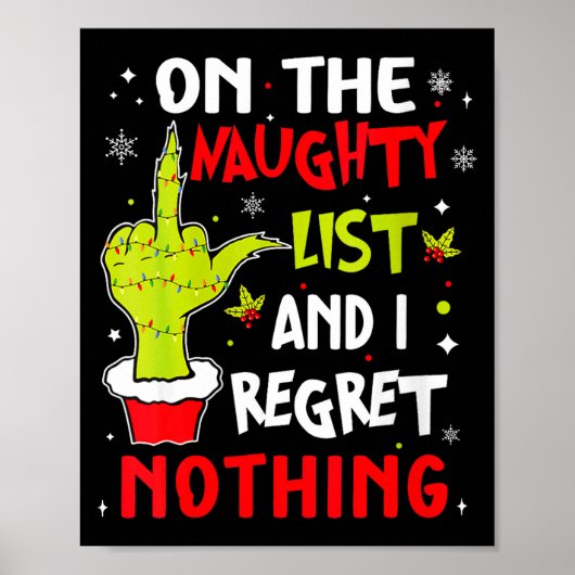 Womens Funny On The List Of Naughty And I Regret N Poster (Vorne)