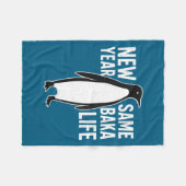 Womens Funny Penguin New Year Baka Life Anime Styl Fleecedecke (Vorderseite (Horizontal))