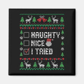 Womens Funny Santa Christmas List Nice Naughty I T Magnet (Vorne)
