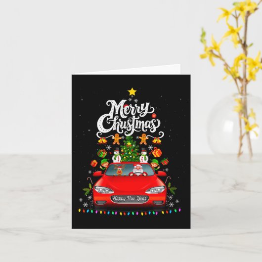 Womens Funny Santa Driving Wagon Red Truck Christm Karte (Gelbe Blume)