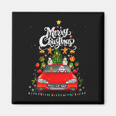 Womens Funny Santa Driving Wagon Red Truck Christm Magnet (Vorne)
