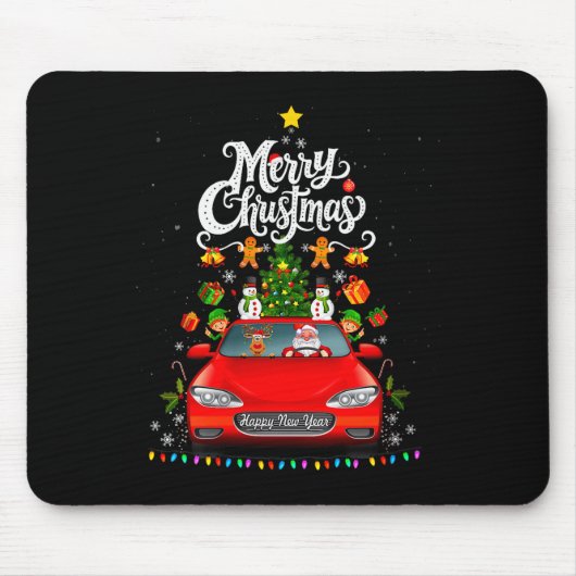 Womens Funny Santa Driving Wagon Red Truck Christm Mousepad (Vorne)