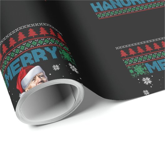 Womens Funny Santa Joe Biden Merry Hanukkah Ugly C Geschenkpapier (Rolleneckpunkt)