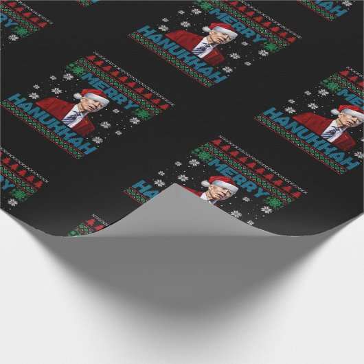 Womens Funny Santa Joe Biden Merry Hanukkah Ugly C Geschenkpapier (Ecke)