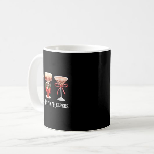 Womens Funny Santa's Little Helper Martini Tail Me Kaffeetasse (Vorderseite Links)