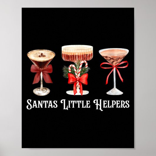 Womens Funny Santa's Little Helper Martini Tail Me Poster (Vorne)