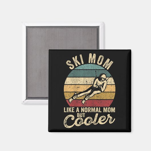 Womens Funny Skiing Mum Skier Mothers Day Winter S Magnet (Vorderseite/Rückseite)
