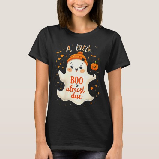 Womens Funny Soky Pregnancy A Little Boo Is Almost T-Shirt (Vorderseite)