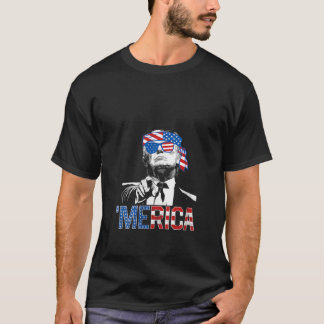 Womens Funny Trump 4. Juli Merica American Fla T-Shirt