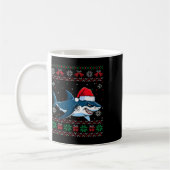 Womens Funny Ugly Christmas Shark Weihnachtsmannmü Kaffeetasse (Links)