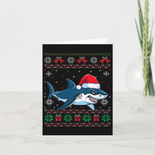 Womens Funny Ugly Christmas Shark Weihnachtsmannmü Karte