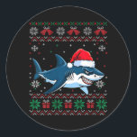 Womens Funny Ugly Christmas Shark Weihnachtsmannmü Runder Aufkleber<br><div class="desc">Womens Funny Ugly Weihnachtsweih Weihnachtsmannmütze Lights Classic</div>