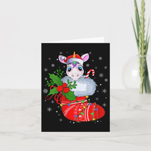 Womens Funny Unicorn in Weihnachtssocken Santa Cla Karte (Vorderseite)