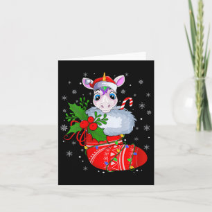 Womens Funny Unicorn in Weihnachtssocken Santa Cla Karte