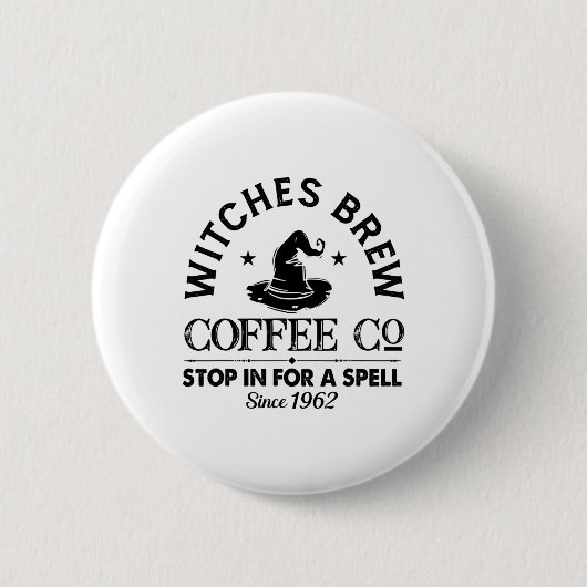Womens Funny Witch Hexen Brew Coffee Hallowe Button (Vorderseite)