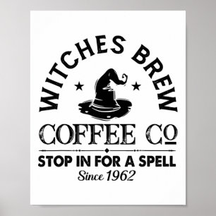 Womens Funny Witch Hexen Brew Coffee Hallowe Poster